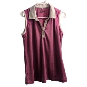 Nike Golf Dri-Fit Pink & White Sleeveless Polo Shirt L
